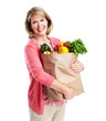 © grinny - Senior woman with a grocery shopping bag.