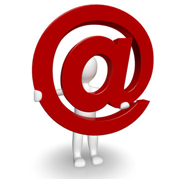 3D Human charcter holding red sign at