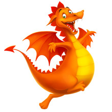 Vector Cute Smiling Happy Cartoon Dragon Isolated On White