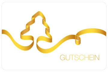 Poster - Gutschein Schleife Weihnachtsbaum & Kringel gold