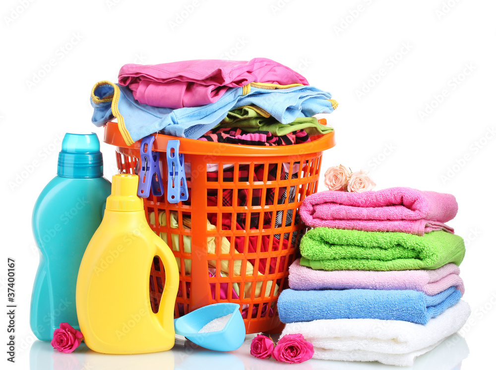Clothes with detergent and washing powder