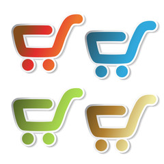 Poster - Vector stickers of shopping trolley