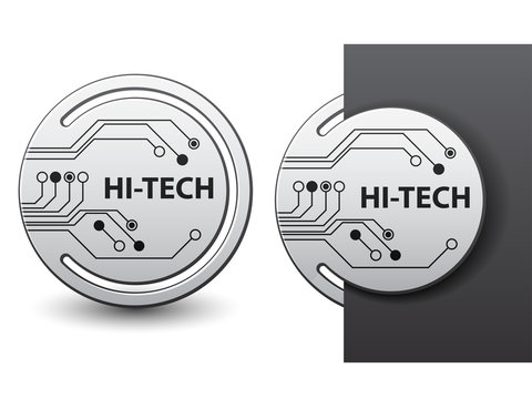vector hi-tech round circuit board attached labels