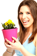 Poster - Frau mit Blumen