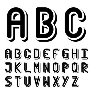 vector original 3d black and white font alphabet