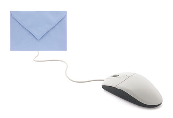 Fototapete - Computer mouse with envelope, concept of email