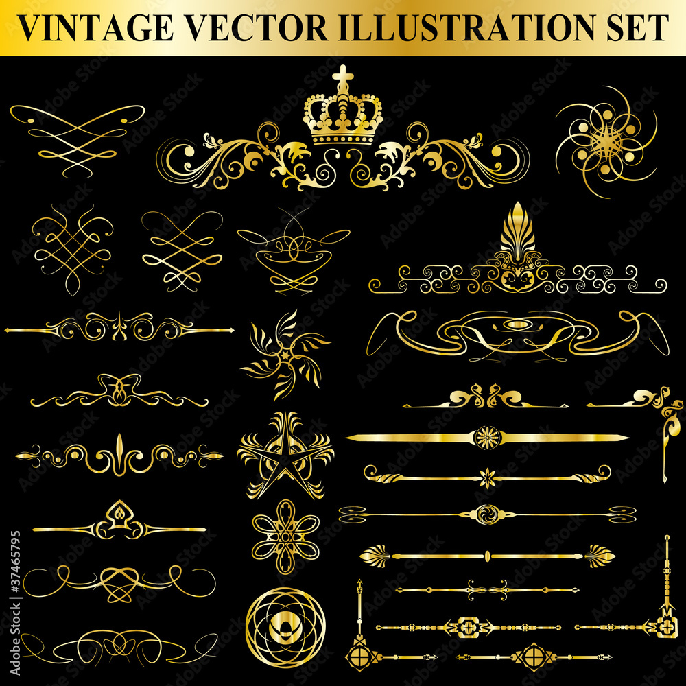 Vintage Vector Illustration Set Stock Vector | Adobe Stock