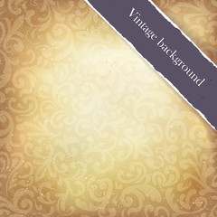Aufkleber - Vintage paper ornamented background with ribbon (space for text)