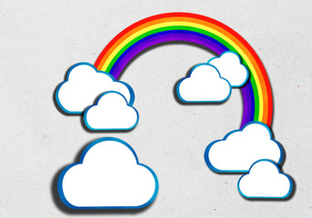Wall Mural - rainbow and clouds bubble speech background