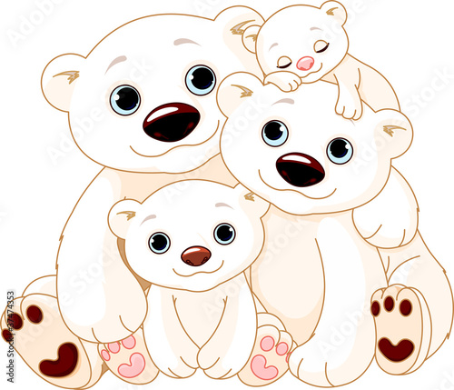 Obraz w ramie Big Polar bear family