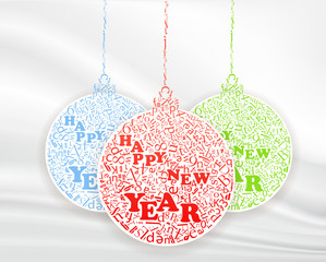 Poster - White textile vector background with christmas toys
