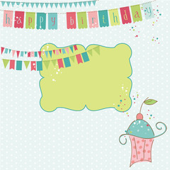 Retro Birthday Celebration Design Elements - for Scrapbook, Invi