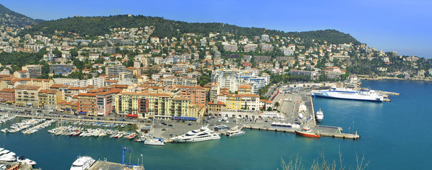 Wall Mural - Panoramic view of sea port of City of Nice, Cote d'Azure, France