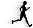 Vector Running Woman Silhouette & Halftone Trail. No Gradients.