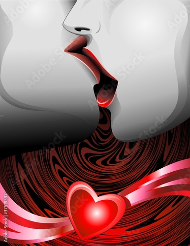 Fototapeta na wymiar Bacio Labbra Amore Sfondo-Love Kiss Lips Background-Vector