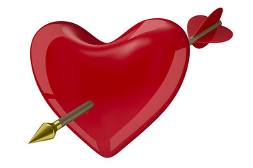 Wall Mural - heart and arrow on white background. Isolated 3D image