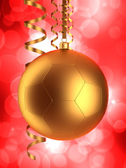 Sticker - Christmas ball and serpentine on red background