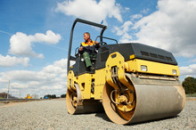 Compactor Roller At Road Work