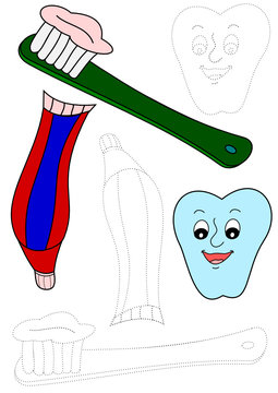 Toothbrush, toothpaste and tooth