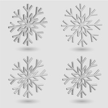 Vector 4 3d Snowflakes