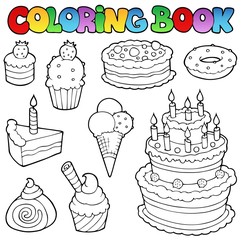 Poster - Coloring book various cakes 1