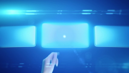 Aufkleber - Hand leafing and pushing a button on a touch screen interface