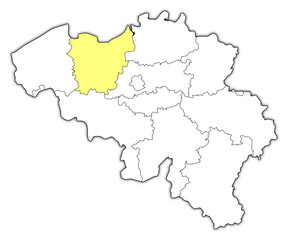  Map of Belgium, East Flanders highlighted