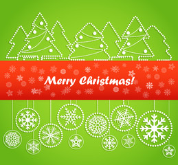 Poster - Christmas greeting card. Abstract toys and forest