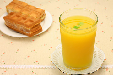 Sticker - orange juice and waffle