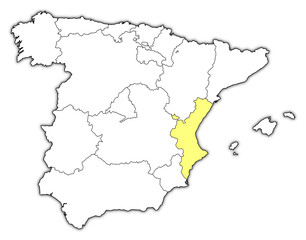  Map of Spain, Valencian Community highlighted
