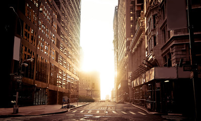 Absolutely empty street in New York early morning