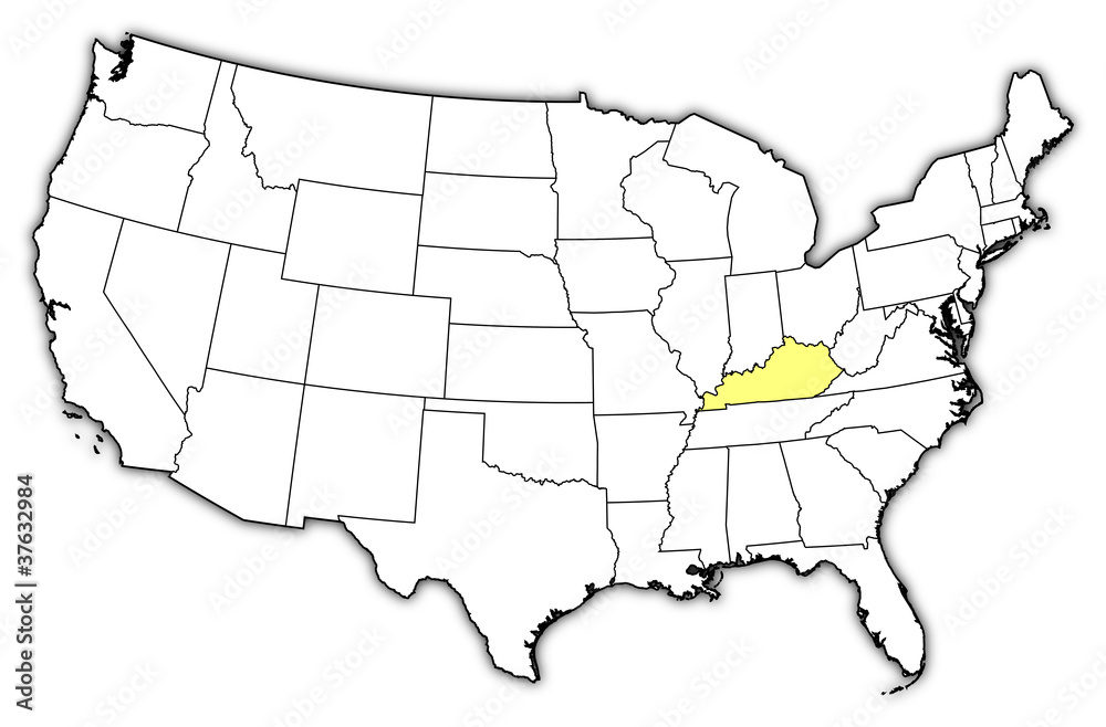 Map of the United States with Kentucky highlighted