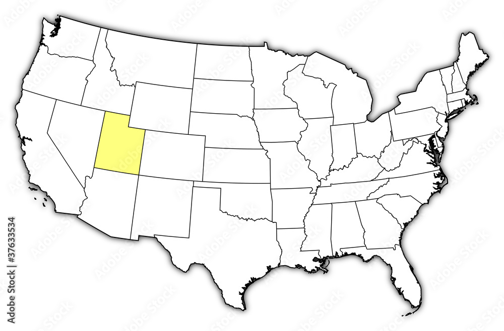 Map of the United States, Utah highlighted Stock Vector | Adobe Stock