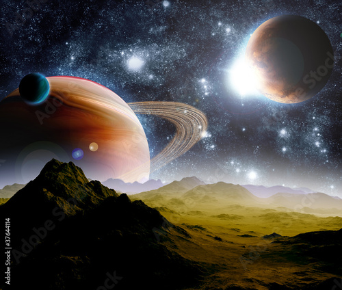 Fototapeta do kuchni Abstract background of deep space. In the far future travel. New