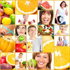 Sticker - Healthy lifestyle people collage.