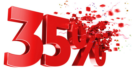 explosive 35 percent off on white background