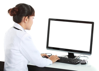 medical doctor woman with computer