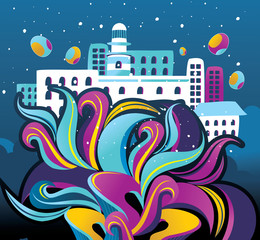Wall Mural - ciudad de fantasia en vector