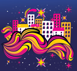 Wall Mural - ciudad de fantasia en vector