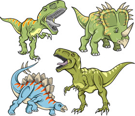 Poster - Dinosaur Vector Illustration Set
