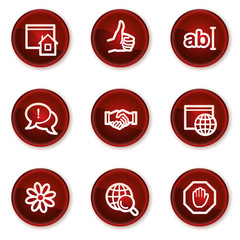 Wall Mural - Internet web icons set 1, dark red circle buttons