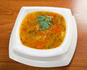 Canvas Print - .Minestrone vegetable soup