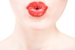 © listercz - closeup of beautiful red lips on white background
