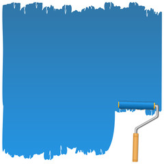  Background with blue paint and roller