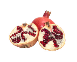 Ripe pomegranate isolated on a white background.