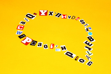 Aufkleber - Background of letters on yellow