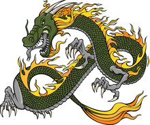 Green Dragon Vector Illustration