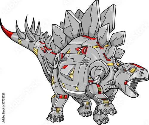 Naklejka - mata magnetyczna na lodówkę Robot Stegosaurus Dinosaur Vector