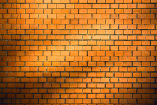 Orange Brick Wall Background With Natural Shadow Vignette