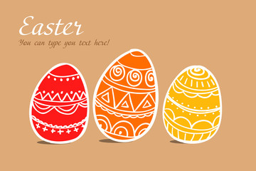 Poster - Three easter painted eggs on brown